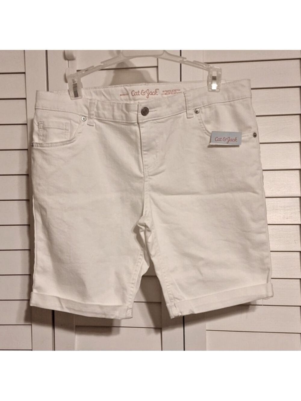 Cat & Jack white stretch Bermuda shorts Girls Sz XL 14/16 NWOT